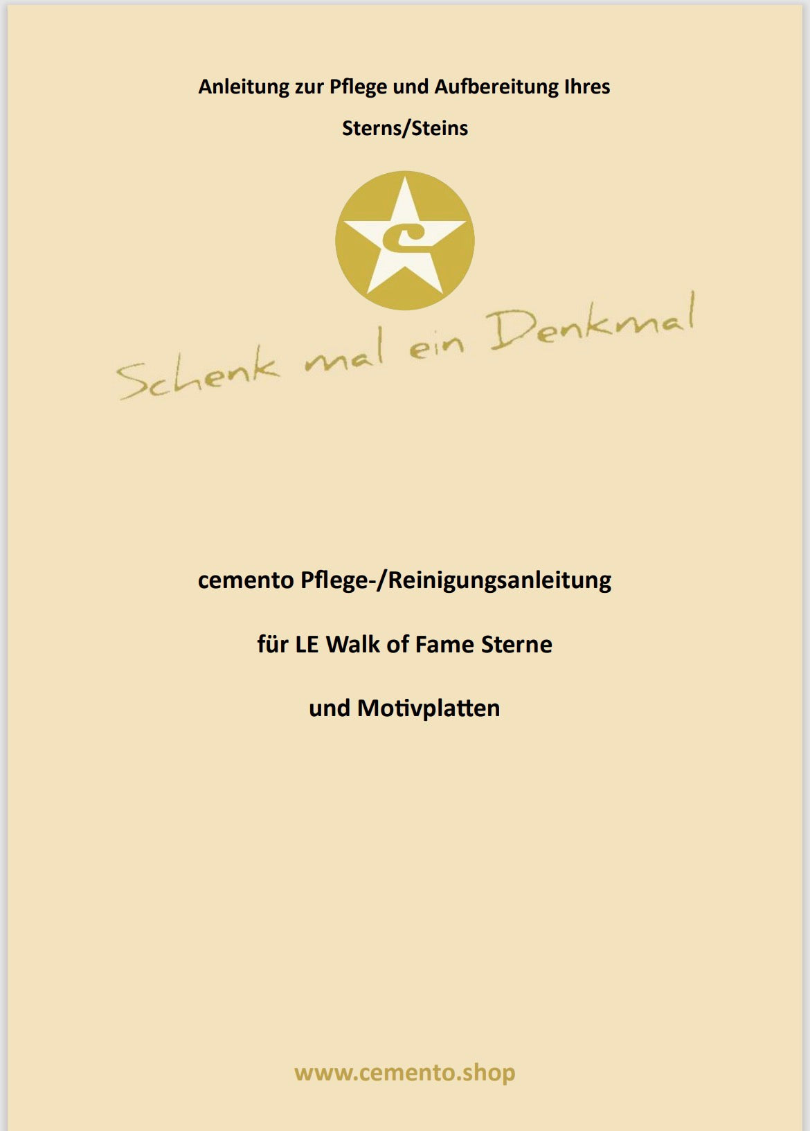 Pflege-/Reinigungset für LE Walk of Fame Sterne und Motivplatten
